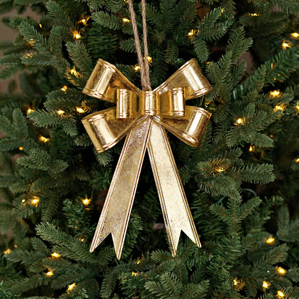 Dazzling Gold Metal Bow Ornament-10L x 6.5W x 1.25T