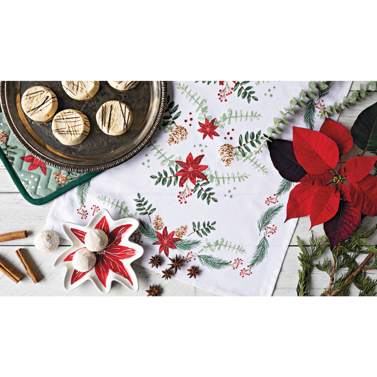 Poinsettia Christmas Dishtowel