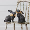 Rabbits with Raffia Bows (Set Of 02)
