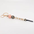 Silicone Wooden Letter Beaded Keychain