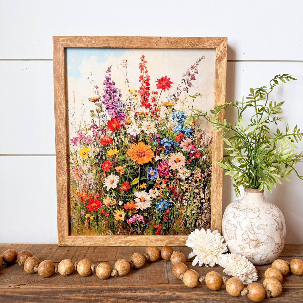 Colorful Summer Wildflowers Wall Art Wood Sign