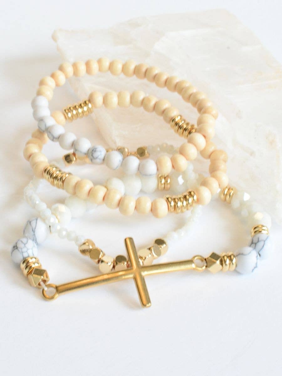 Gold Cross Bracelet set – Christian Faith, Jewelry Gift, God