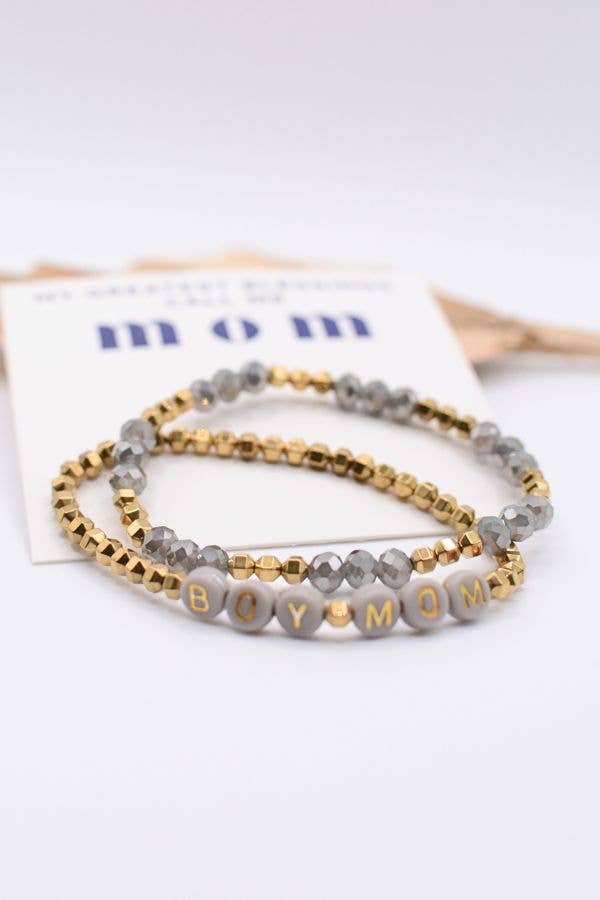 Boy Mom Bracelet Set – Mothers Gift, motherhood jewelry