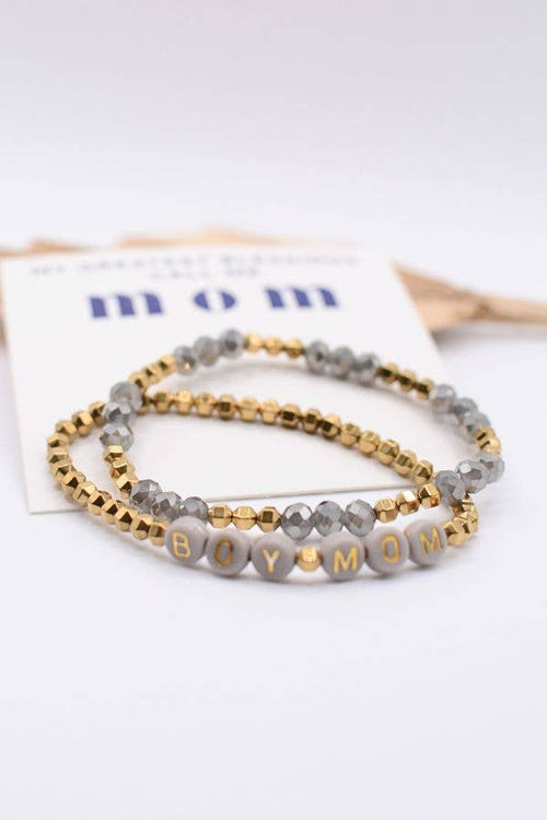Boy Mom Bracelet Set – Mothers Gift, motherhood jewelry