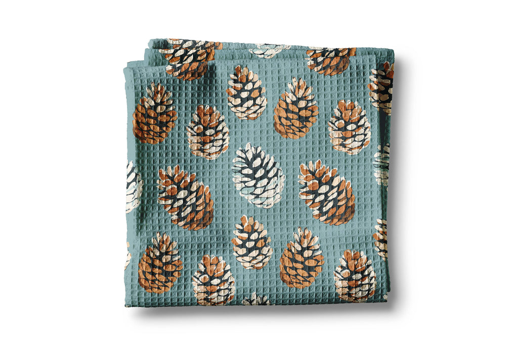 Pinecone Winter Tree Cabin Kitchen Towel Holiday Baking