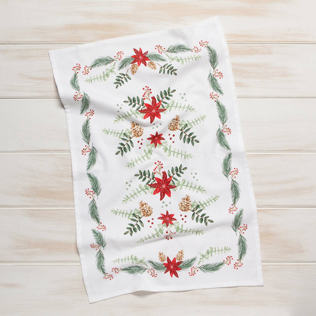 Poinsettia Christmas Dishtowel
