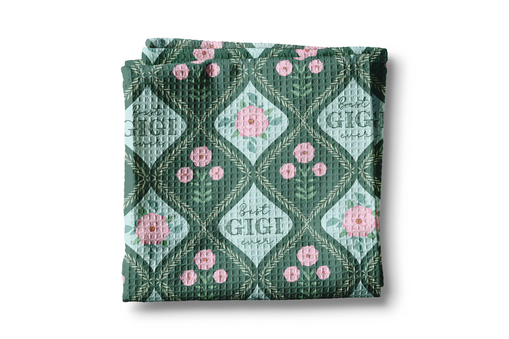 Floral Best Gigi Ever Mother's Day Gift Kitchen Towel Waffle