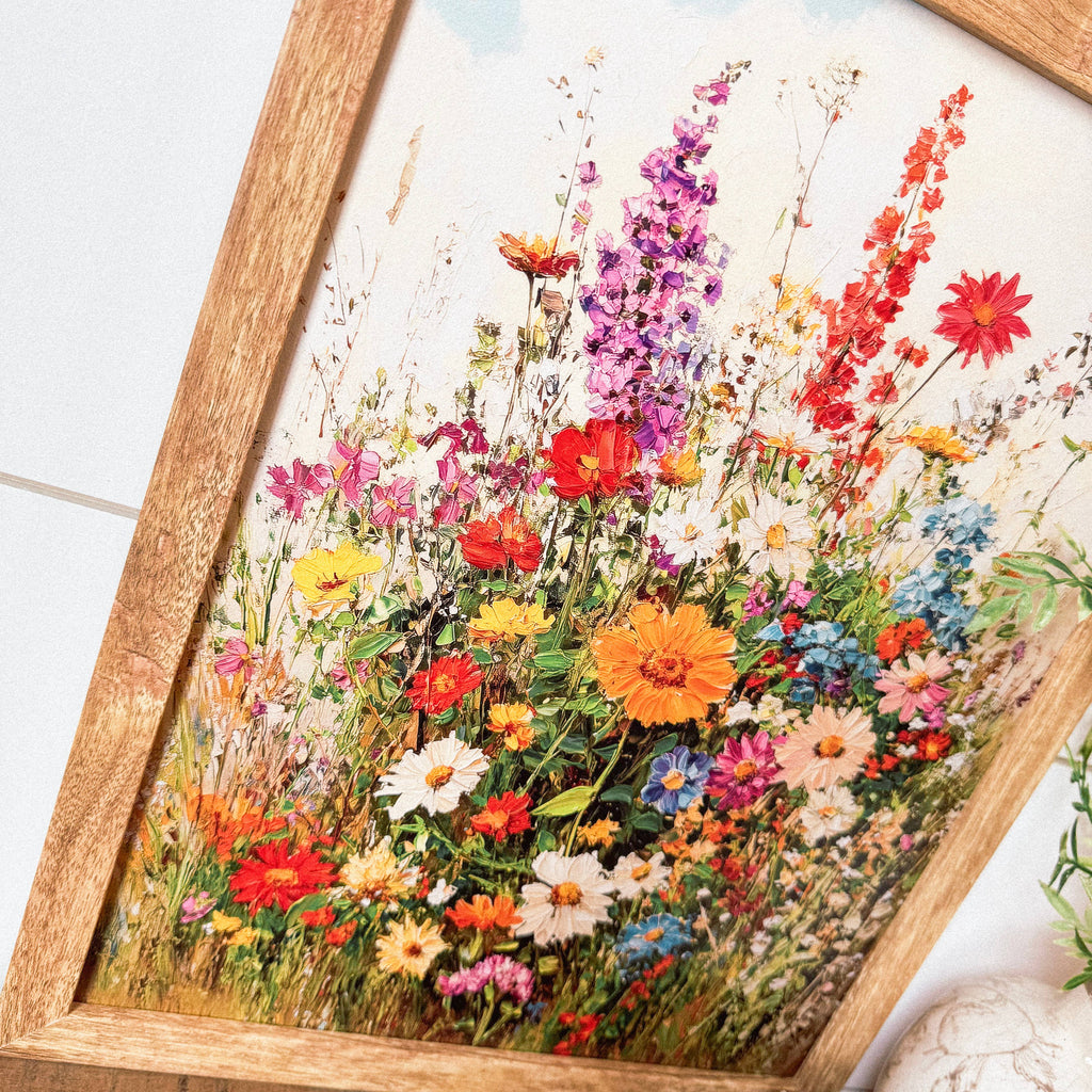 Colorful Summer Wildflowers Wall Art Wood Sign