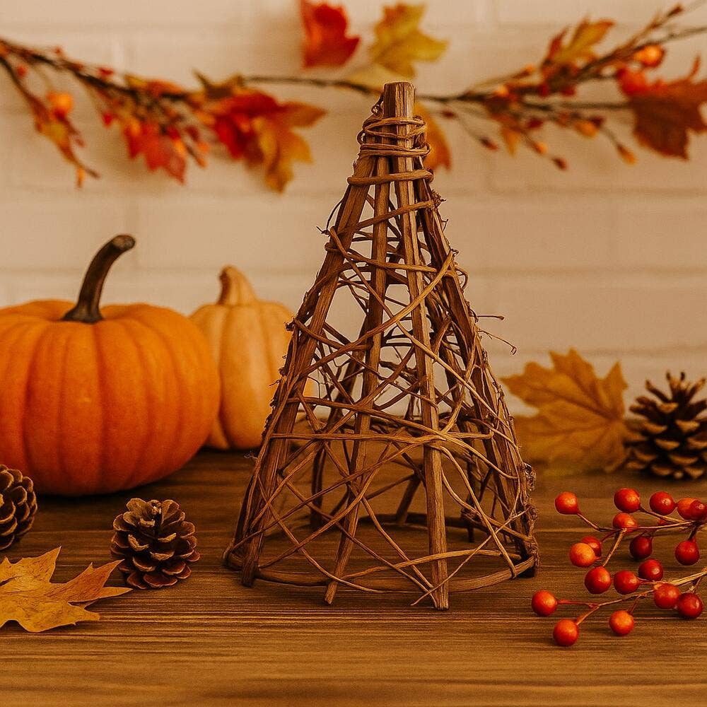 12" Natural Grapevine Cone Tree - Rustic Vine Twig Decor