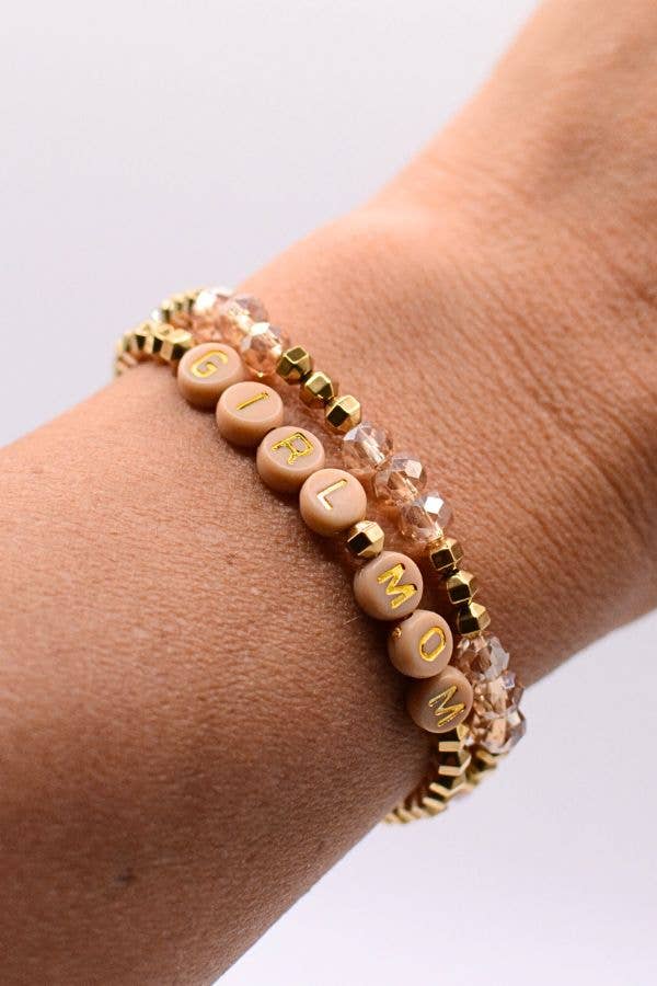 Girl Mom Bracelet Set – Mother Gift, Motherhood Jewelry