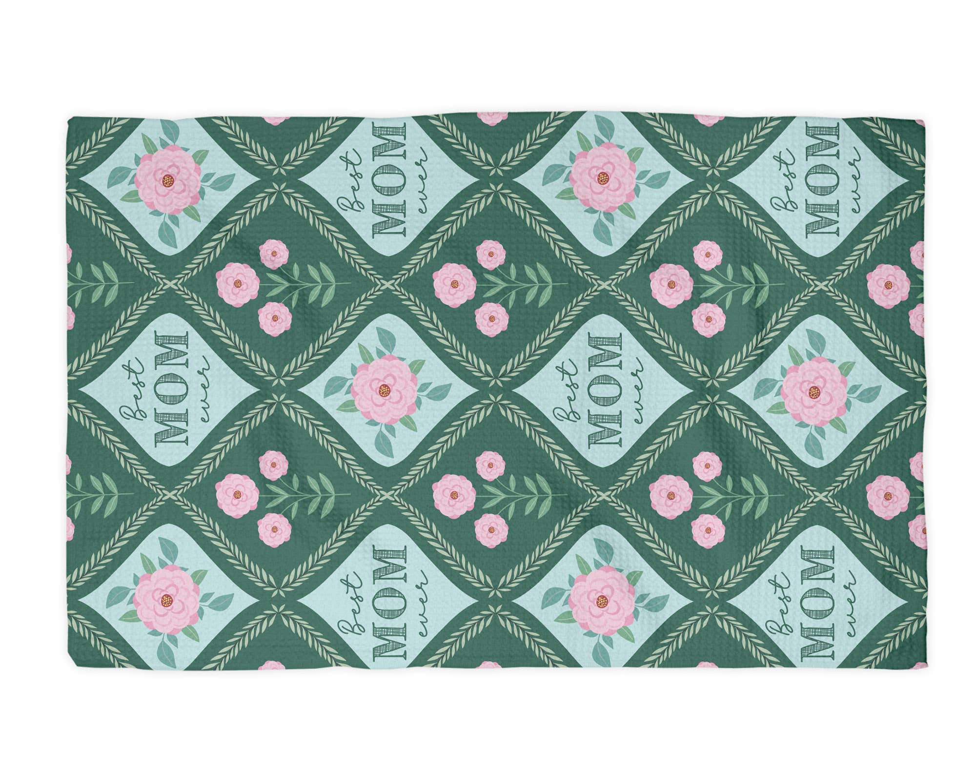 Floral Best Mom Ever Mother's Day Gift Kitchen Towel Waffle