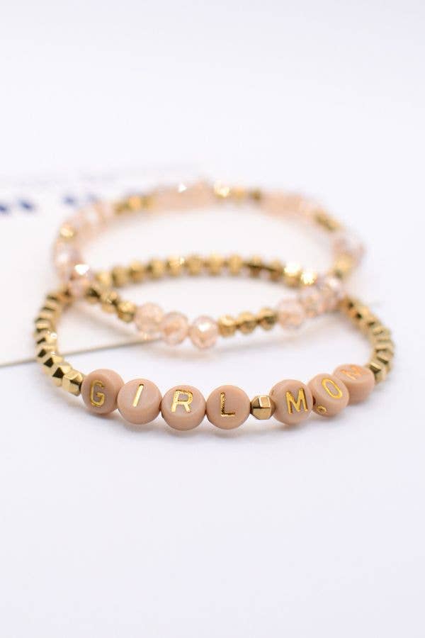 Girl Mom Bracelet Set – Mother Gift, Motherhood Jewelry