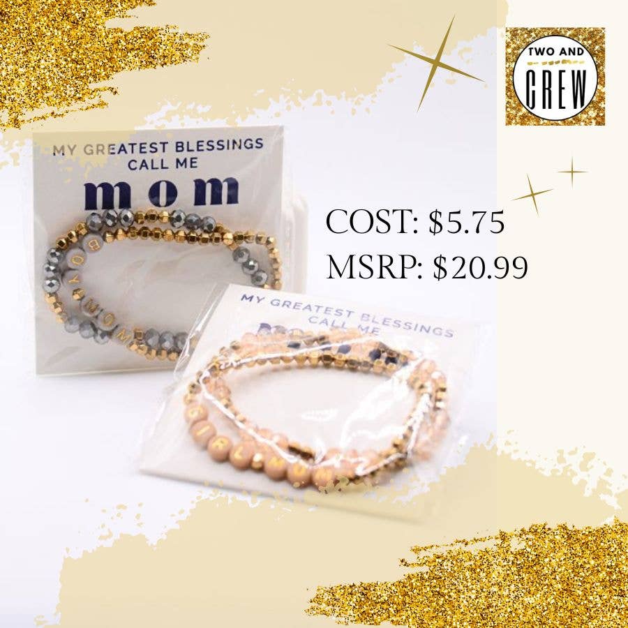 Boy Mom Bracelet Set – Mothers Gift, motherhood jewelry