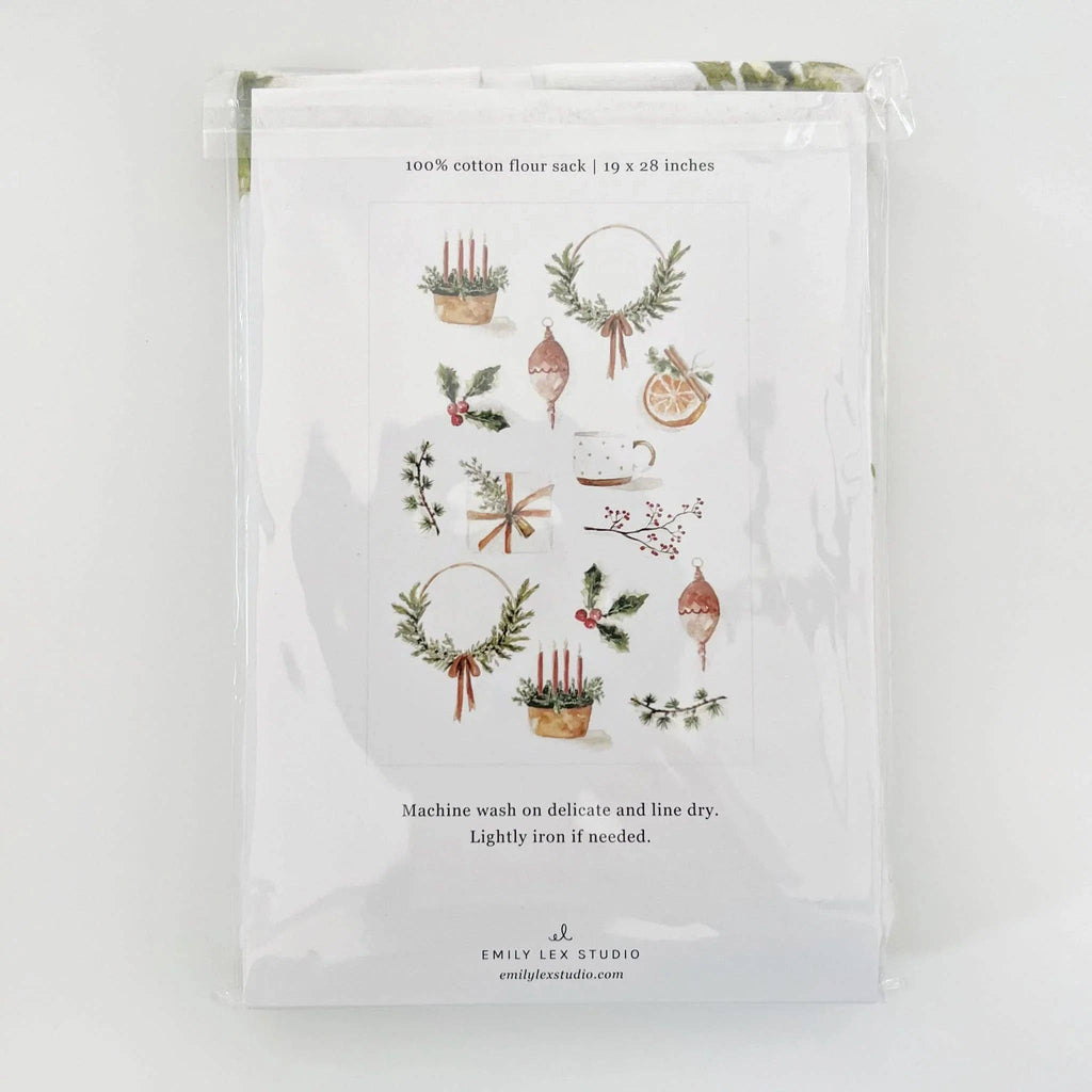 Yuletide cotton flour sack tea towel