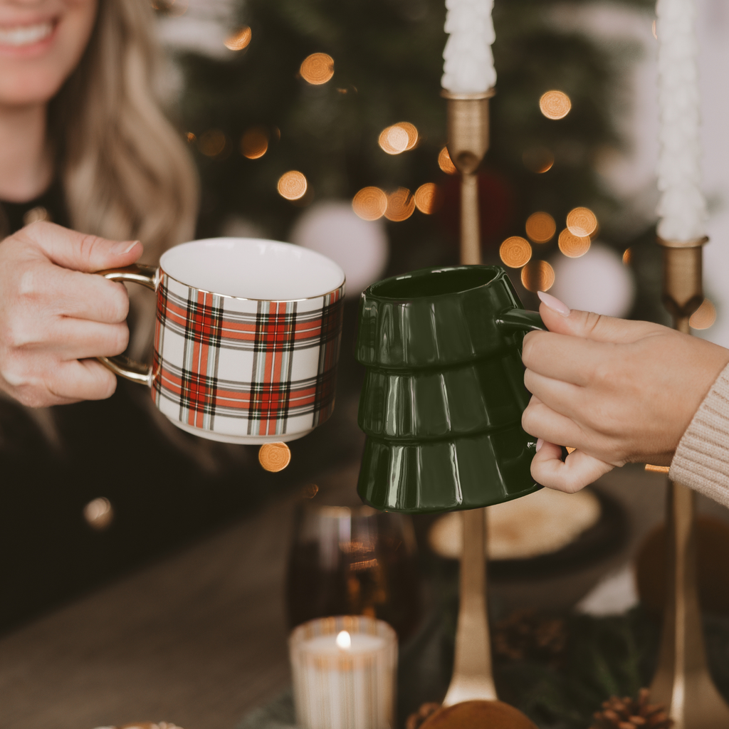 White Plaid Coffee Mug