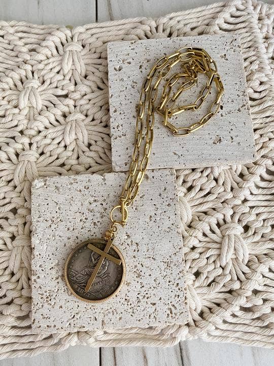 Relic Coin and Cross Necklace