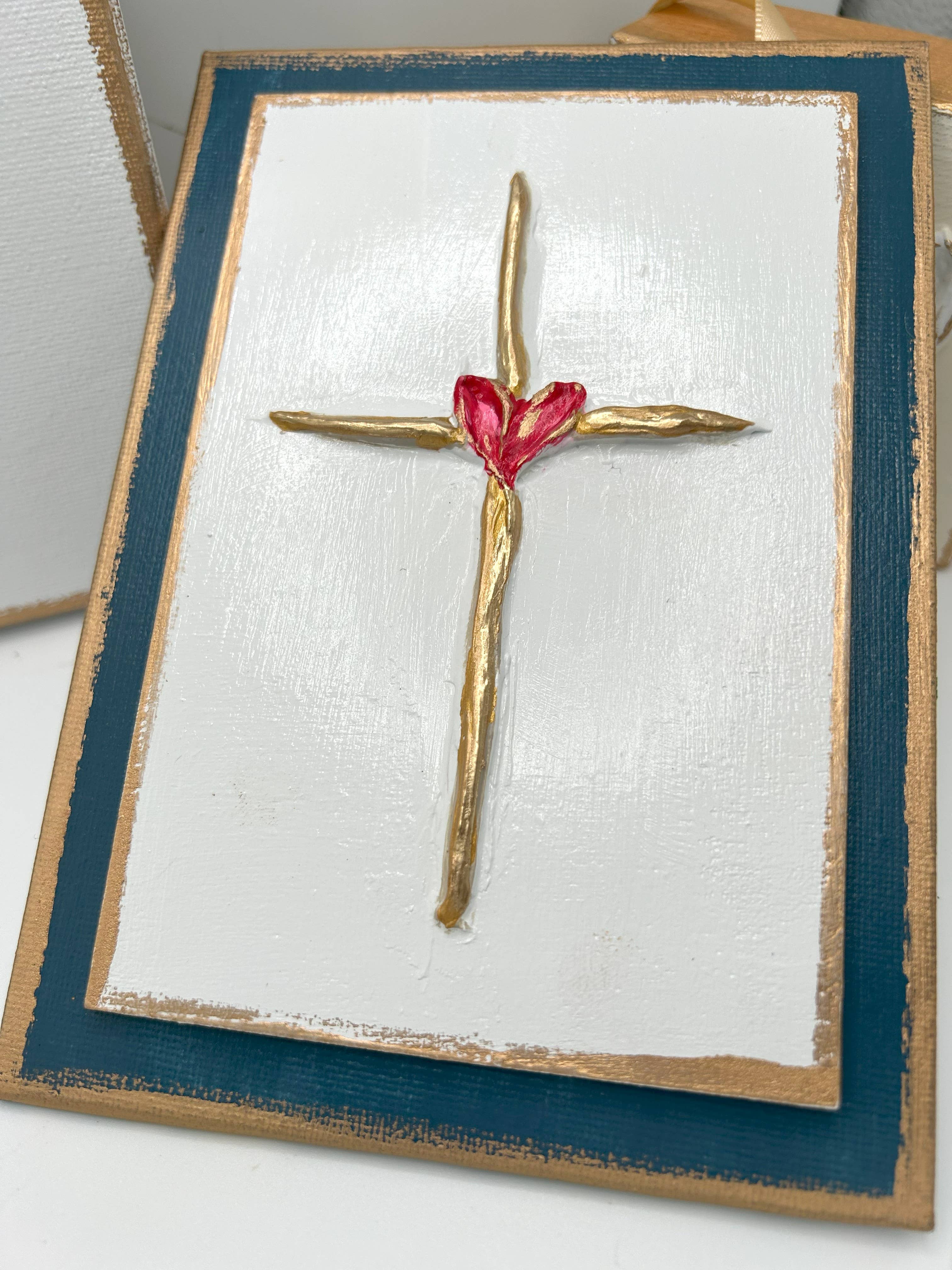 Cross with heart panel | divine mercy Valentine Easter love
