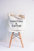 Thrifting  & Coffee Tote Bag LARGE