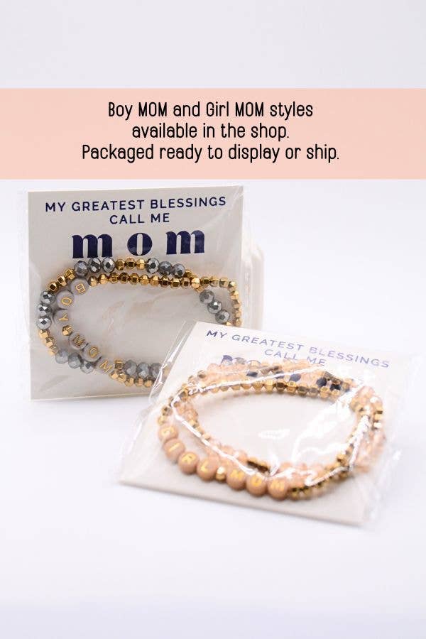 Boy Mom Bracelet Set – Mothers Gift, motherhood jewelry