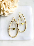 Golden Heart Dangle Earrings  