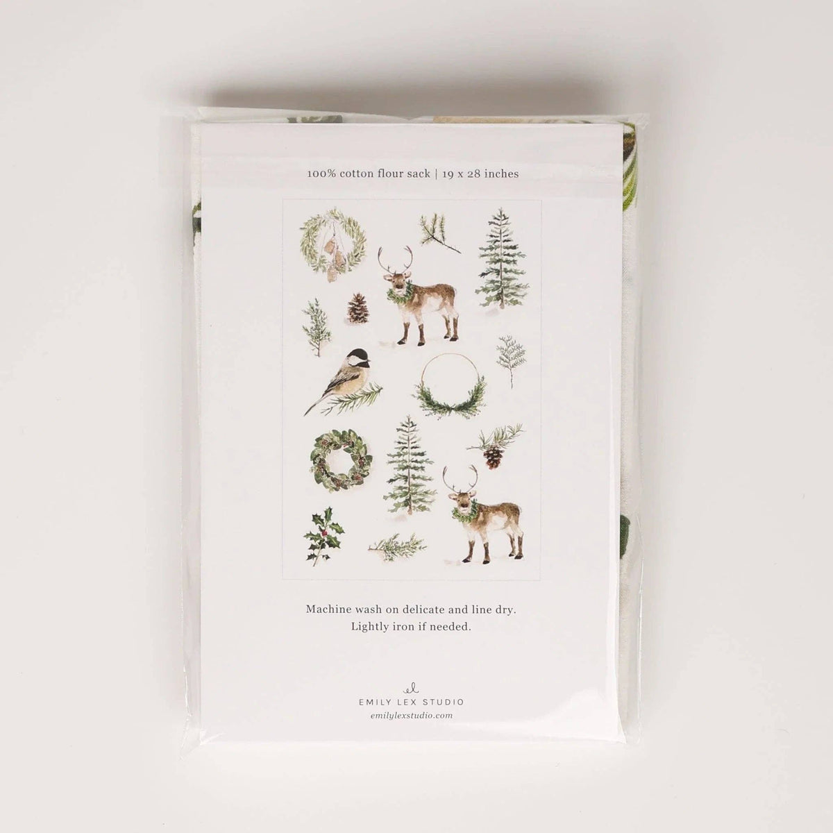Evergreen christmas cotton flour sack tea towel