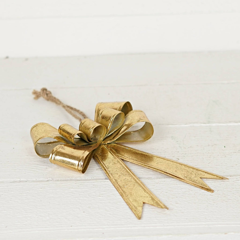 Dazzling Gold Metal Bow Ornament-10L x 6.5W x 1.25T