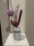 Flower arrangement with Crochet Flowers - purple