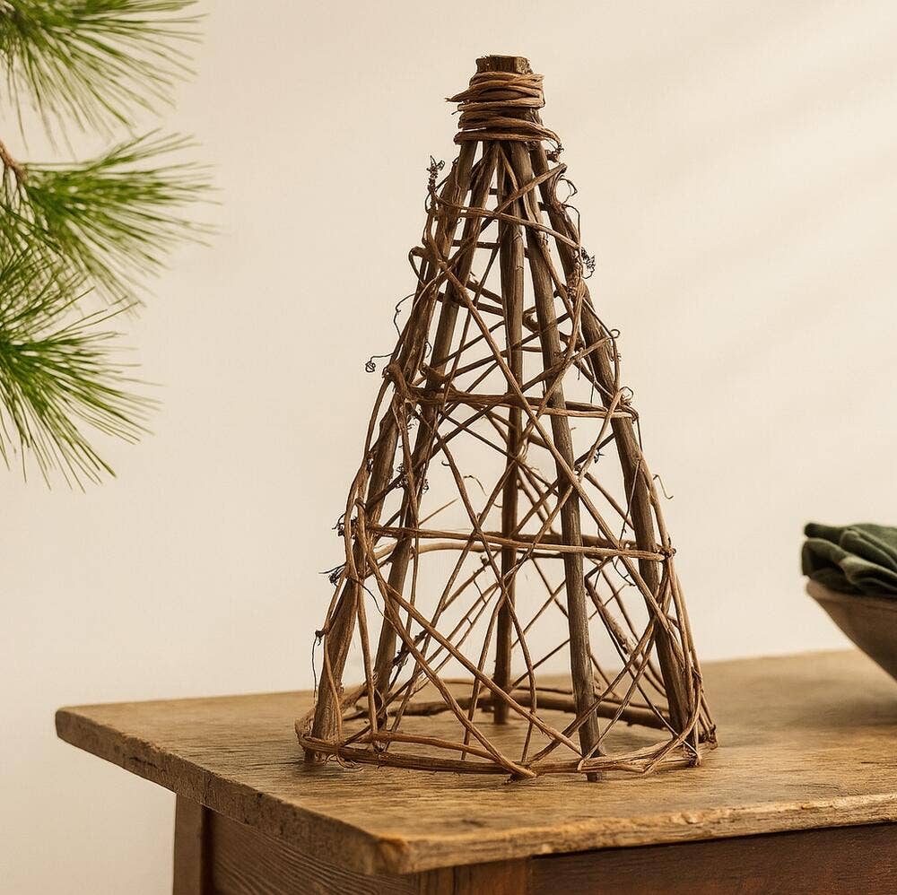 12" Natural Grapevine Cone Tree - Rustic Vine Twig Decor