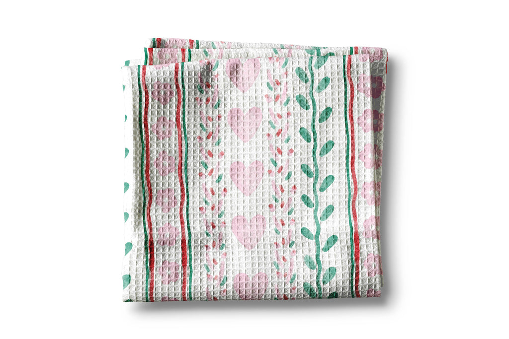 Heart XOXO Kitchen Towel Waffle Baking