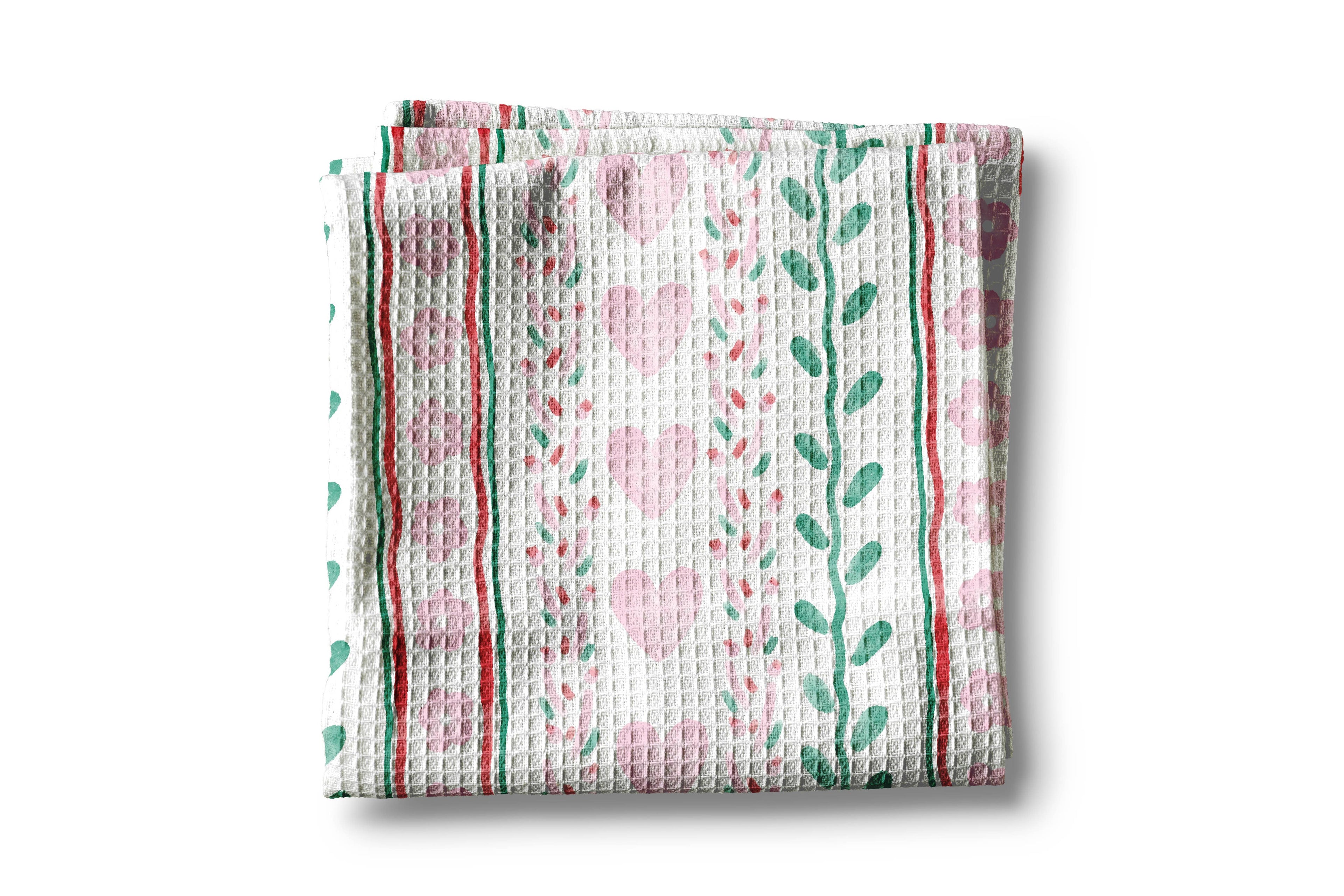 Heart XOXO Kitchen Towel Waffle Baking