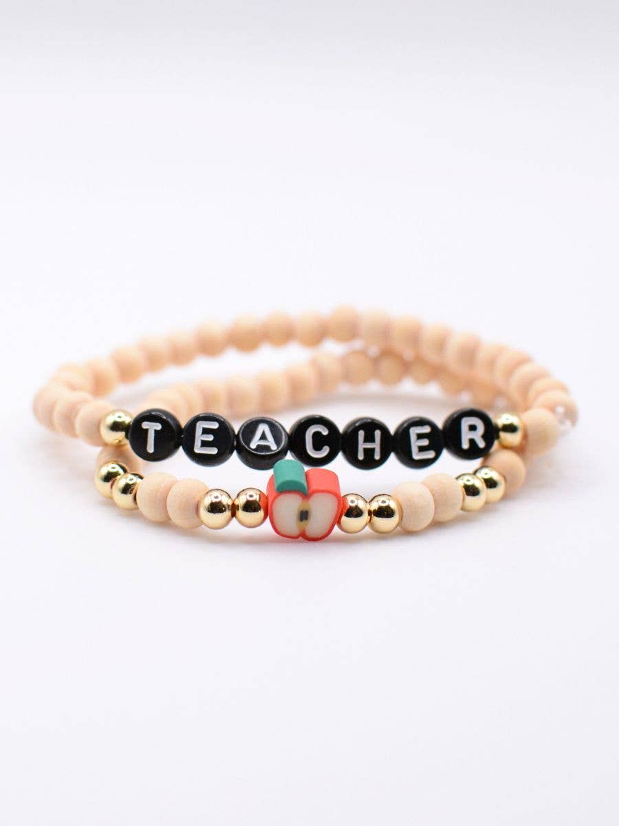 Teacher Letter Bracelet Set – Thank You, Appreciation Gift