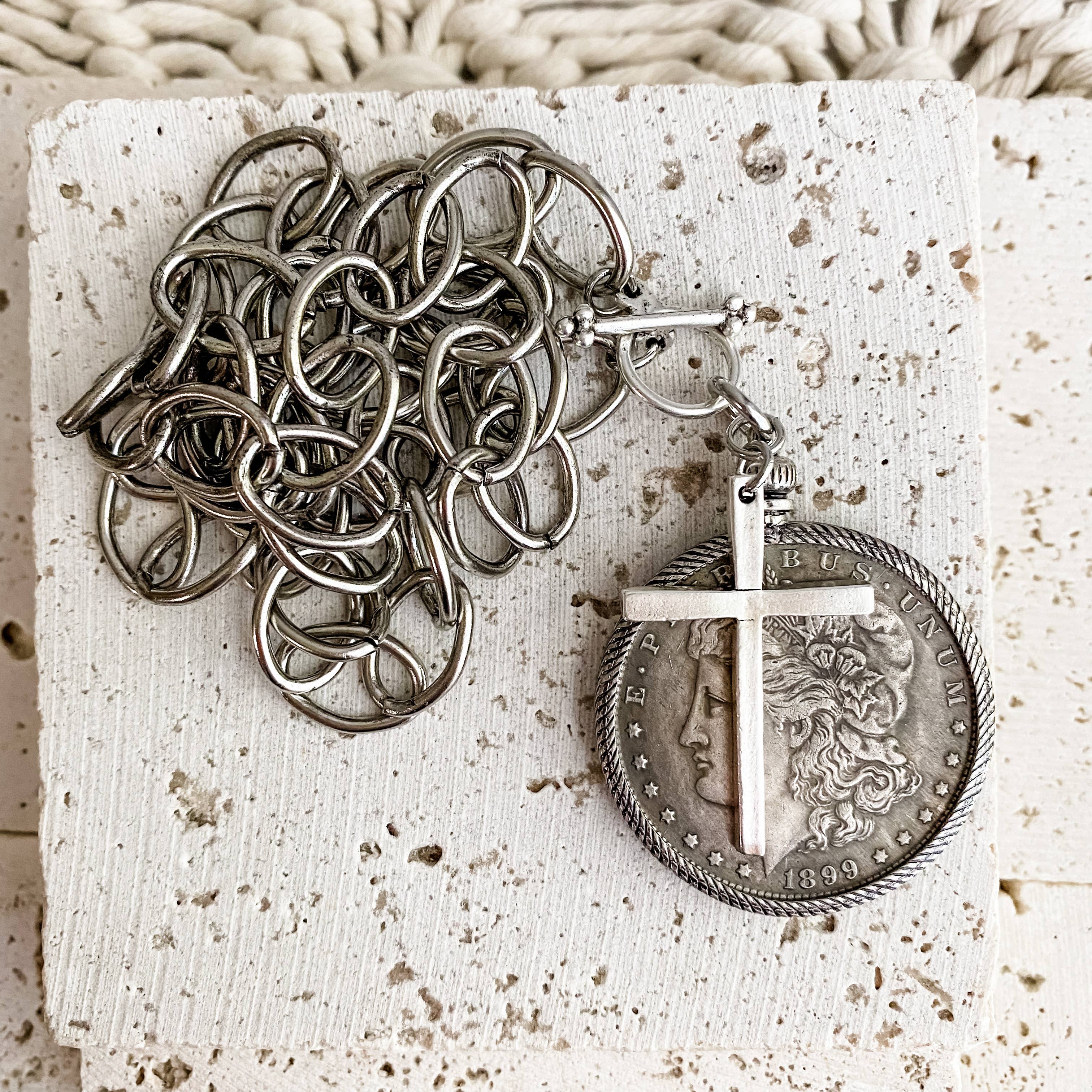 Relic Coin and Cross Necklace
