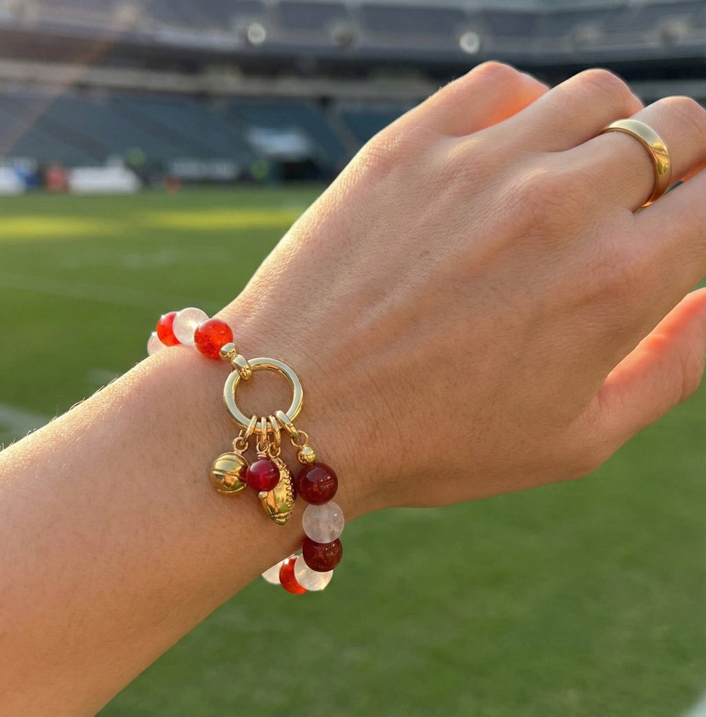 Game Day Stretch Bracelet - Red and White