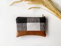 Coin purse in black and white buffalo plaid