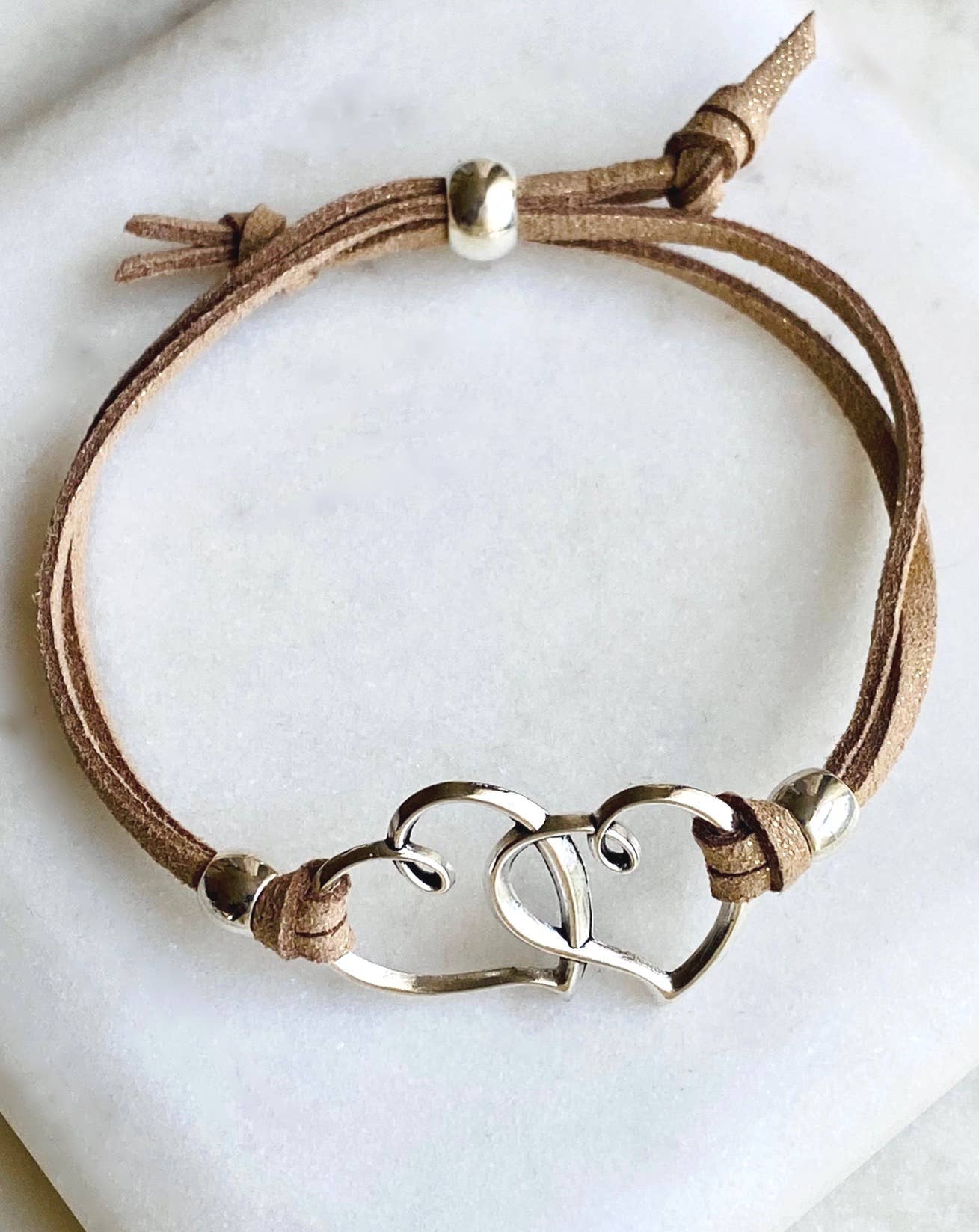 Heartbeat & Tan Adjustable Bracelet