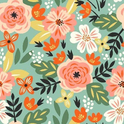 Assorted flowers on Mint Background Swedish Dishcloth