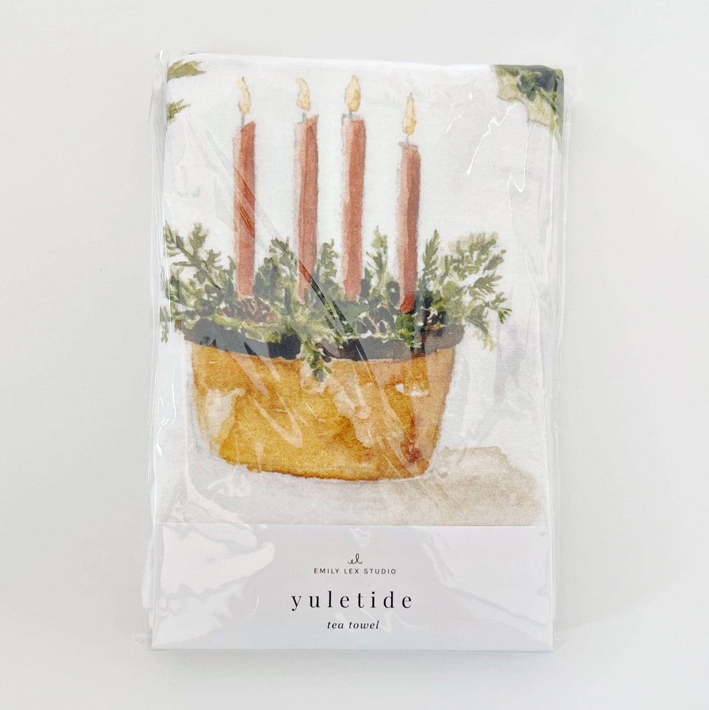 Yuletide cotton flour sack tea towel