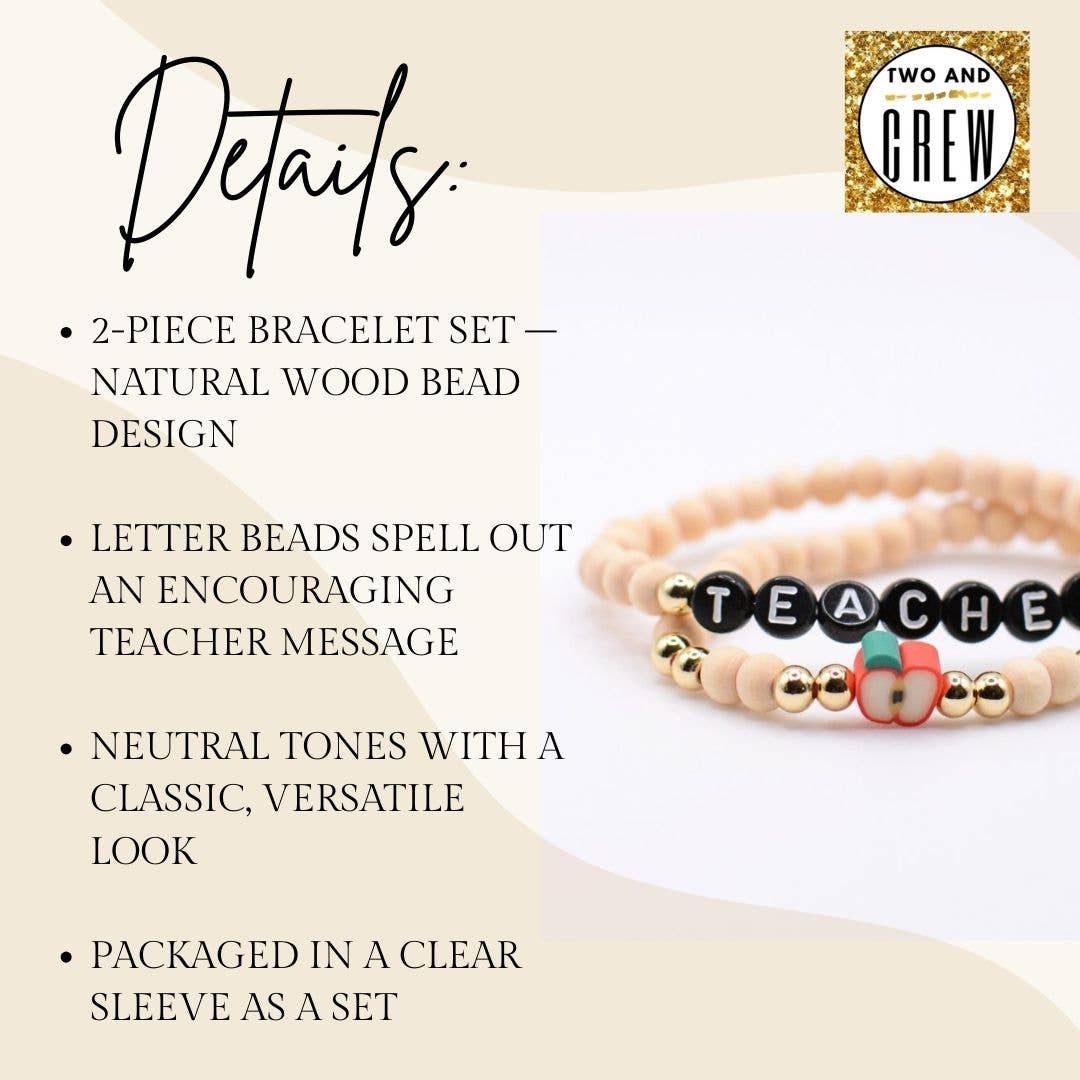 Teacher Letter Bracelet Set – Thank You, Appreciation Gift