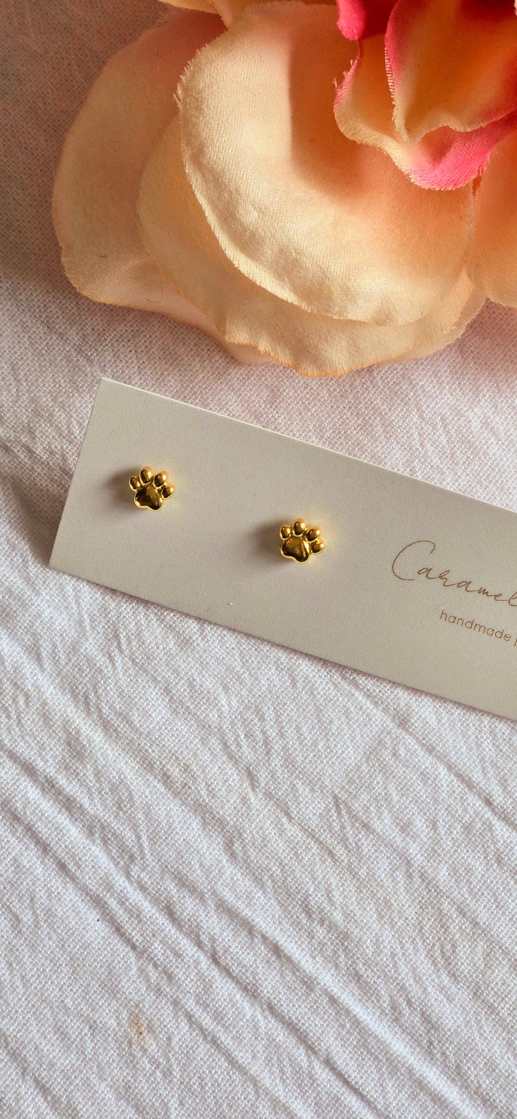 Minimalist Paw Print Stud Earrings, Stainless Steel