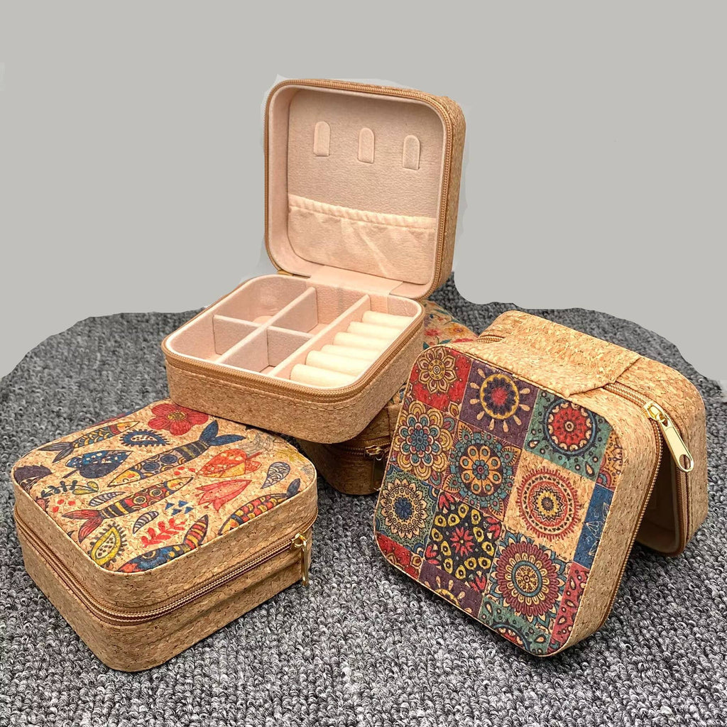 Vintage Crushed Wood Grain PU Leather Jewelry Storage Box
