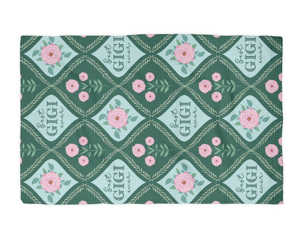 Floral Best Gigi Ever Mother's Day Gift Kitchen Towel Waffle