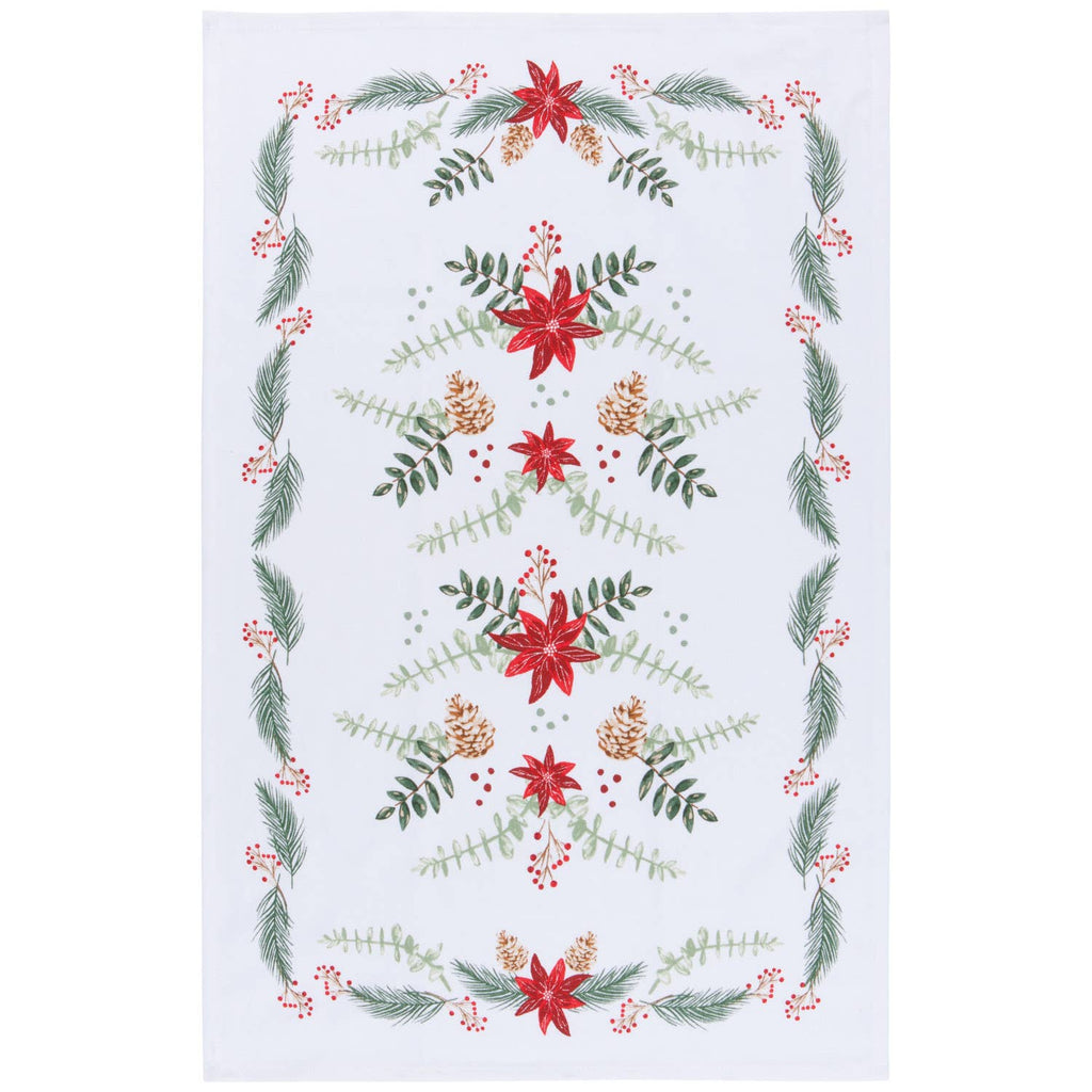 Poinsettia Christmas Dishtowel