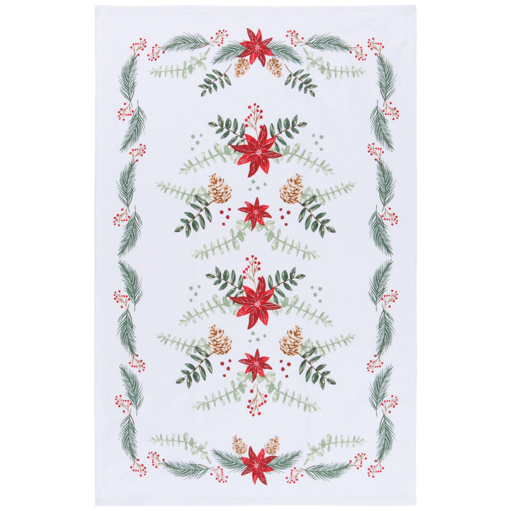 Poinsettia Christmas Dishtowel