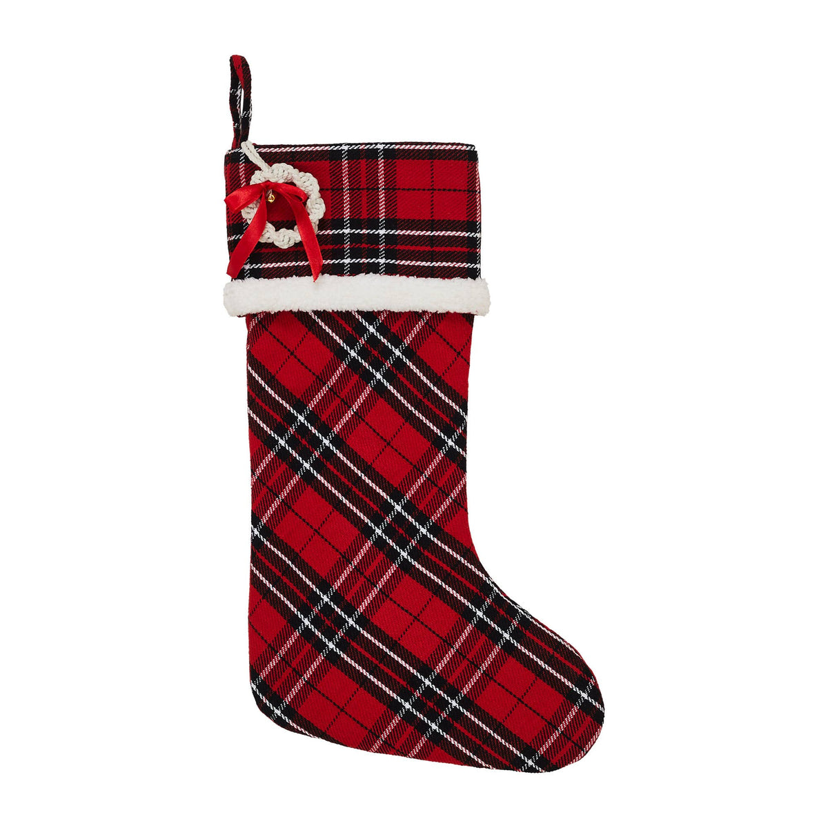 Red and Black Tartan Plaid Stocking 11x18