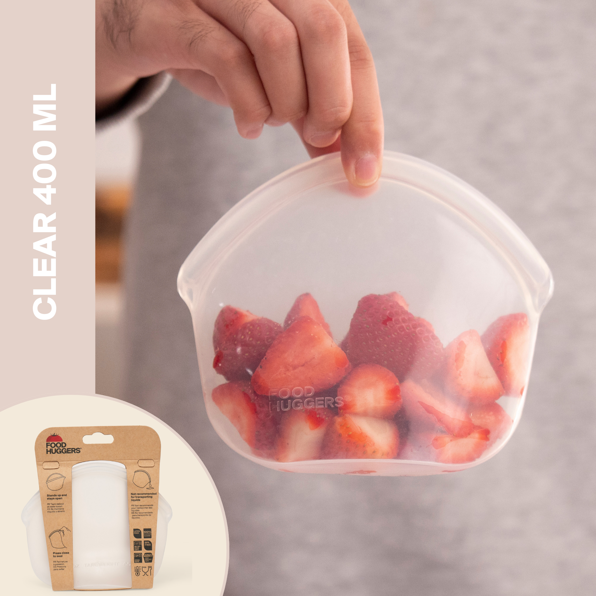 Reusable Silicone Storage Bag – Clear (400ml)