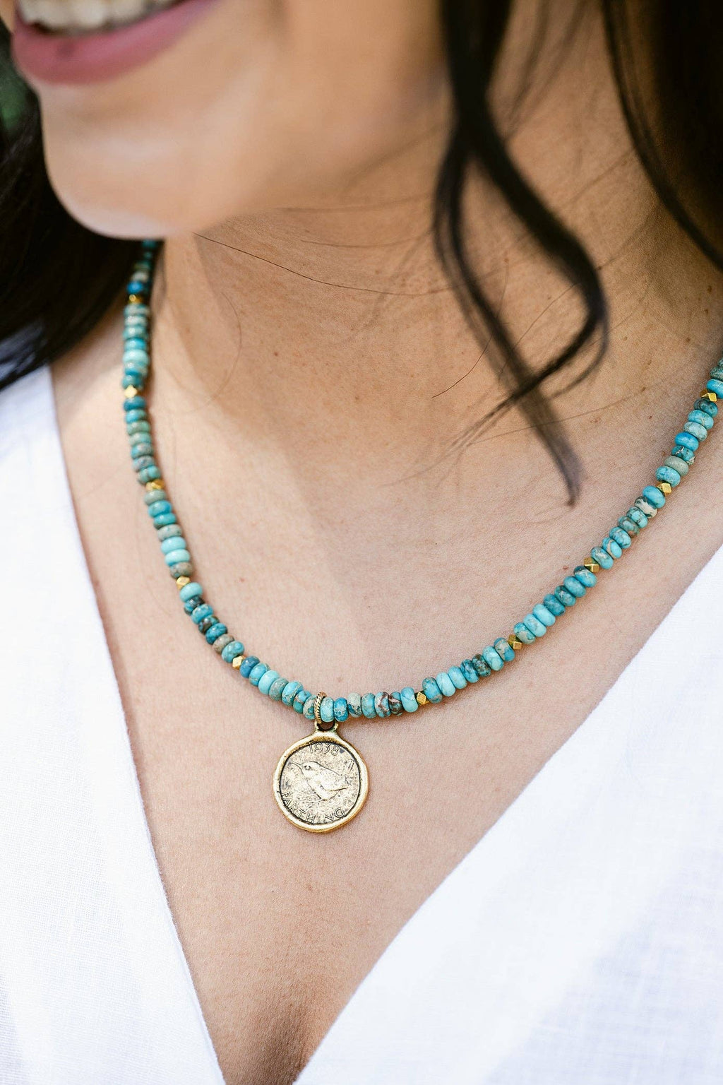 Token Beaded Coin Necklace