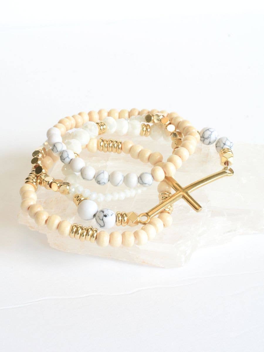 Gold Cross Bracelet set – Christian Faith, Jewelry Gift, God