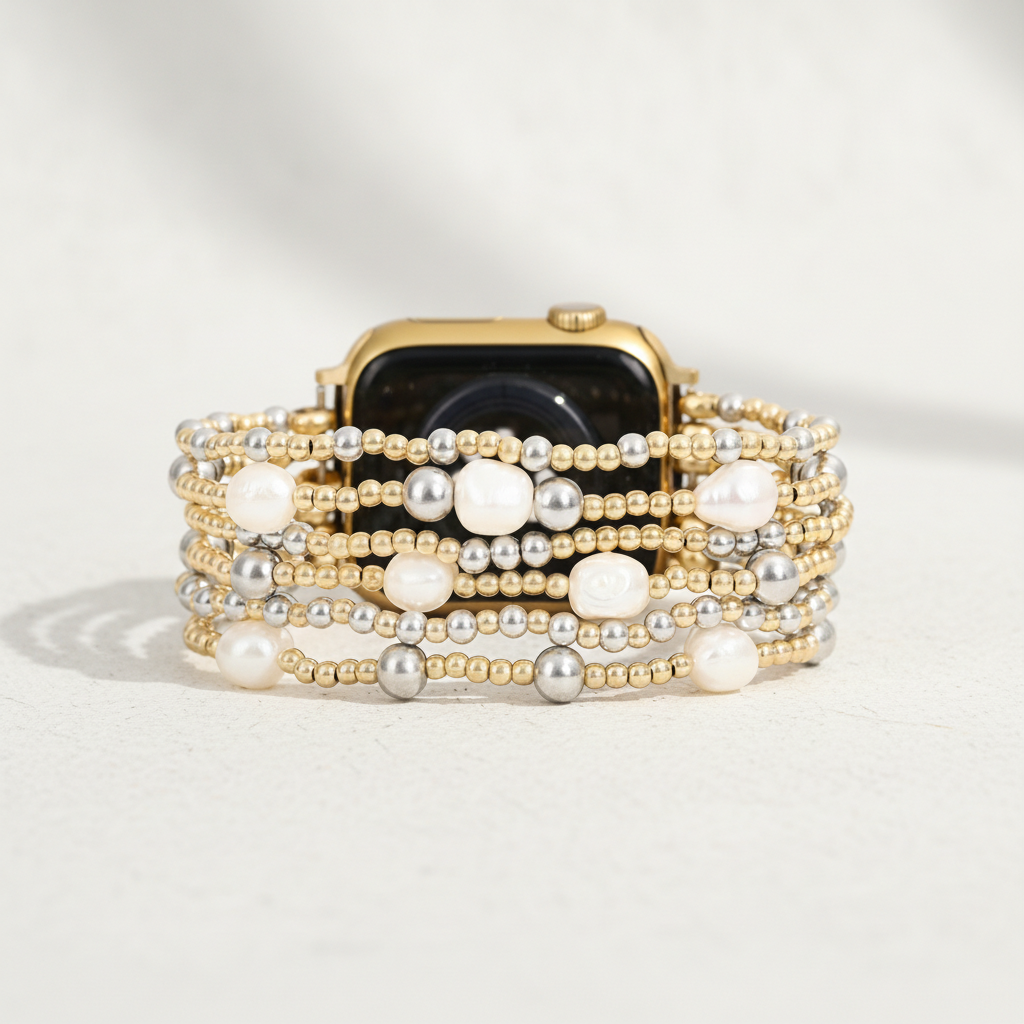 Sterling Gold Stretch Apple Watch Strap