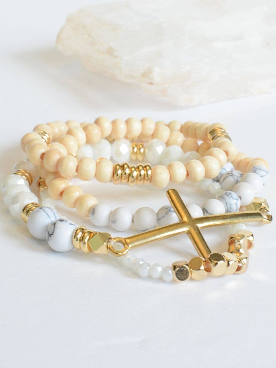 Gold Cross Bracelet set – Christian Faith, Jewelry Gift, God