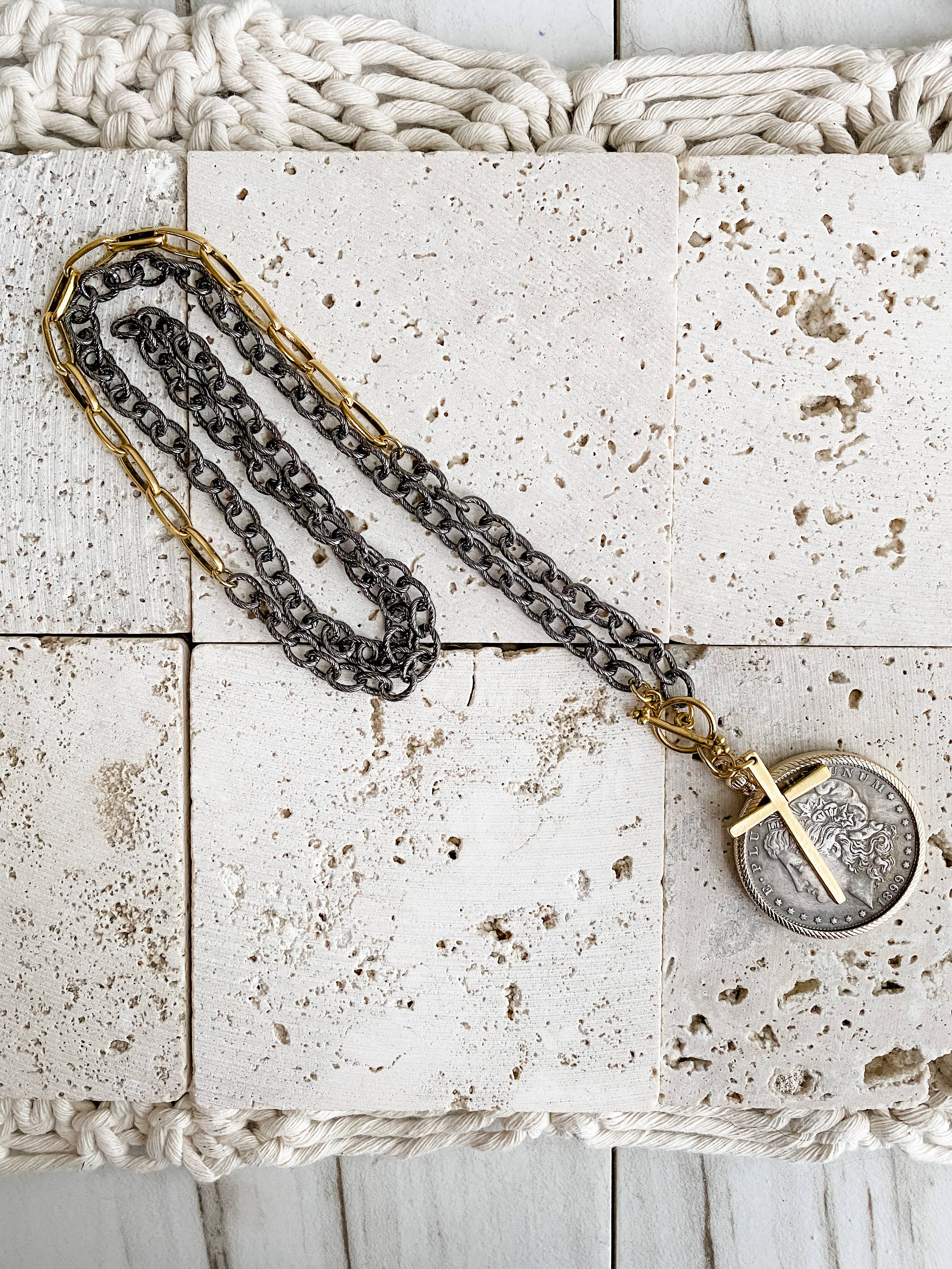 Relic Coin and Cross Necklace